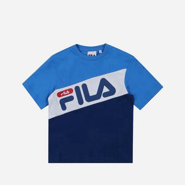 Camisetas Manga Corta Fila Niños Azules - Crew Neck S/S - España 158460DLS